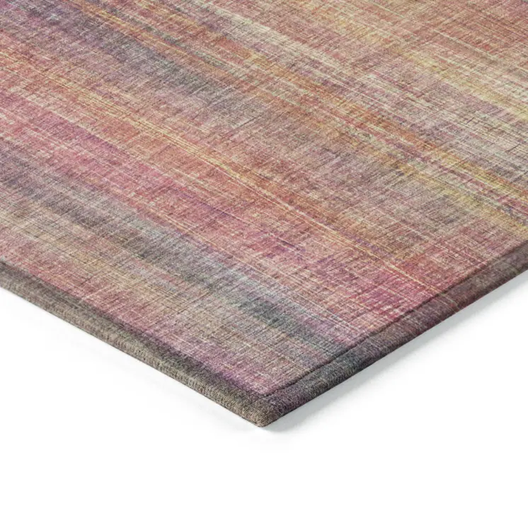 2' X 3' Red and Orange Striped Washable Non Skid Indoor Outdoor Area Rug