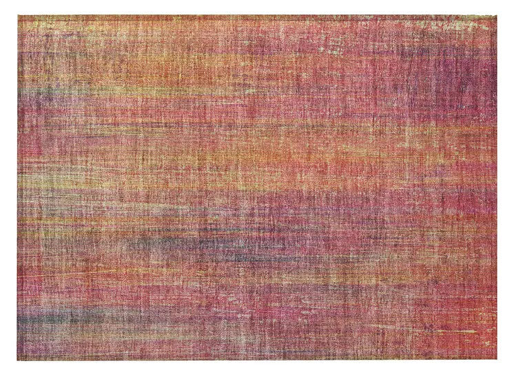 2' X 3' Red and Orange Striped Washable Non Skid Indoor Outdoor Area Rug