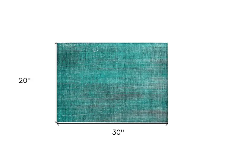 2' X 3' Teal Striped Washable Non Skid Indoor Outdoor Area Rug