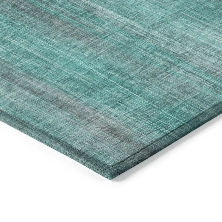 2' X 3' Teal Striped Washable Non Skid Indoor Outdoor Area Rug