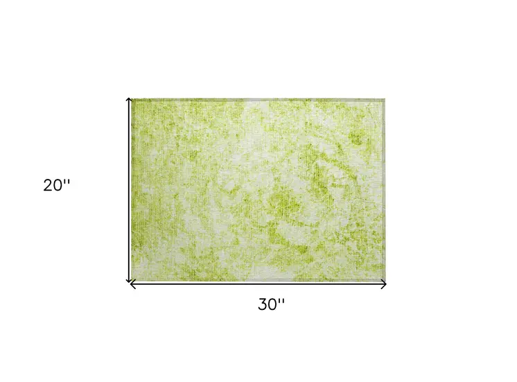 2' X 3' Lime Green Abstract Washable Non Skid Indoor Outdoor Area Rug