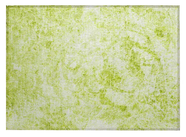 2' X 3' Lime Green Abstract Washable Non Skid Indoor Outdoor Area Rug
