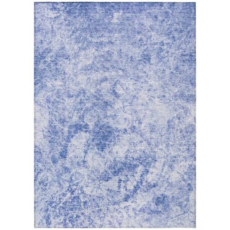3' X 5' Blue Abstract Washable Non Skid Indoor Outdoor Area Rug