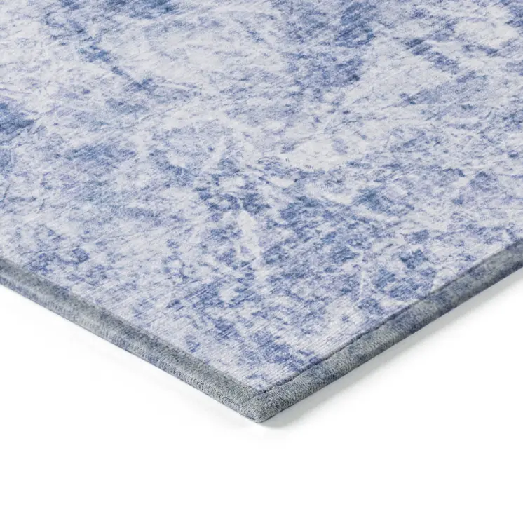 3' X 5' Blue Abstract Washable Non Skid Indoor Outdoor Area Rug
