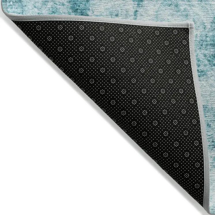 10' X 14' Teal Abstract Washable Non Skid Indoor Outdoor Area Rug