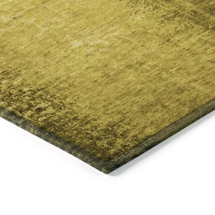 8' Round Gold Round Abstract Washable Non Skid Indoor Outdoor Area Rug
