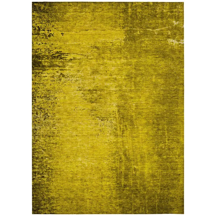 8' X 10' Gold Abstract Washable Non Skid Indoor Outdoor Area Rug