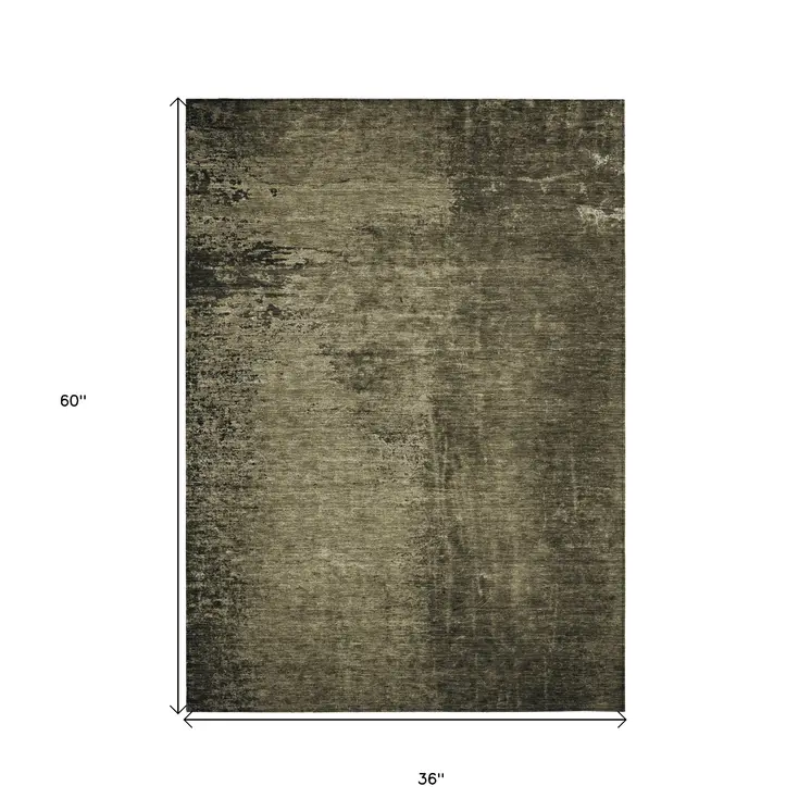 3' X 5' Gray Abstract Washable Non Skid Indoor Outdoor Area Rug