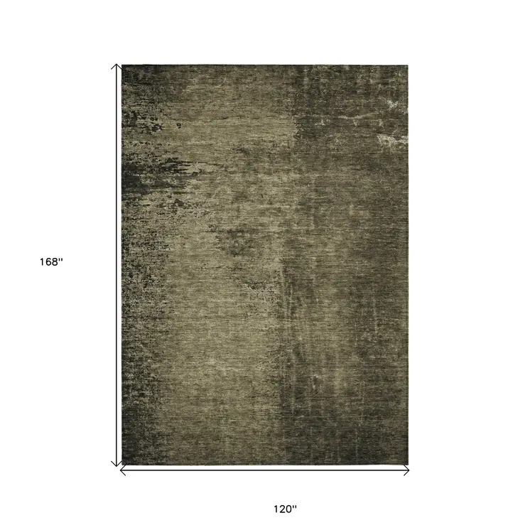 10' X 14' Gray Abstract Washable Non Skid Indoor Outdoor Area Rug