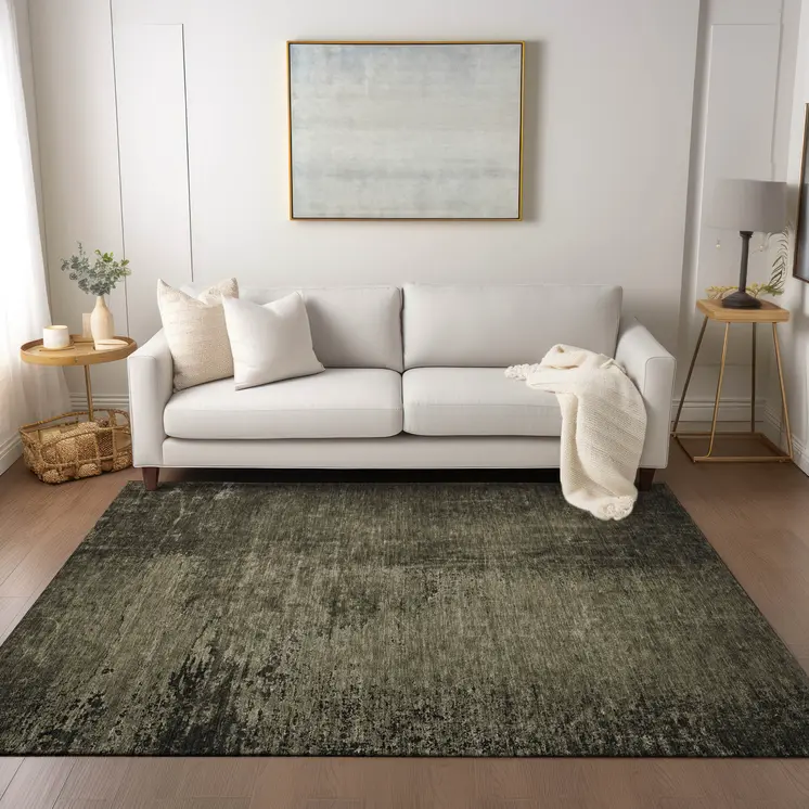 10' X 14' Gray Abstract Washable Non Skid Indoor Outdoor Area Rug