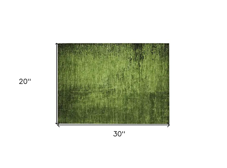 2' X 3' Green Abstract Washable Non Skid Indoor Outdoor Area Rug