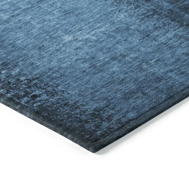10' X 14' Navy Blue Abstract Washable Non Skid Indoor Outdoor Area Rug