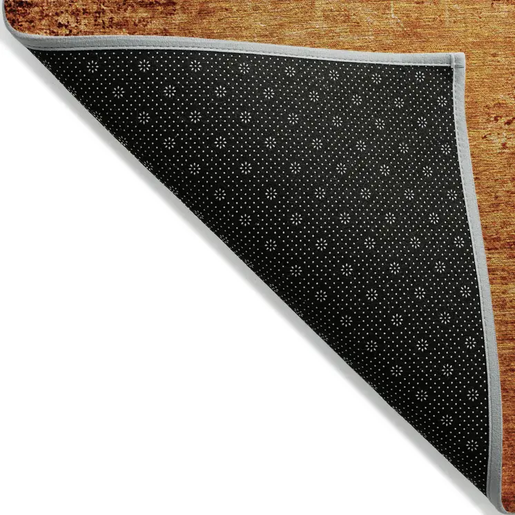 10' X 14' Orange Abstract Washable Non Skid Indoor Outdoor Area Rug