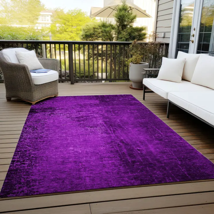 3' X 5' Purple Abstract Washable Non Skid Indoor Outdoor Area Rug