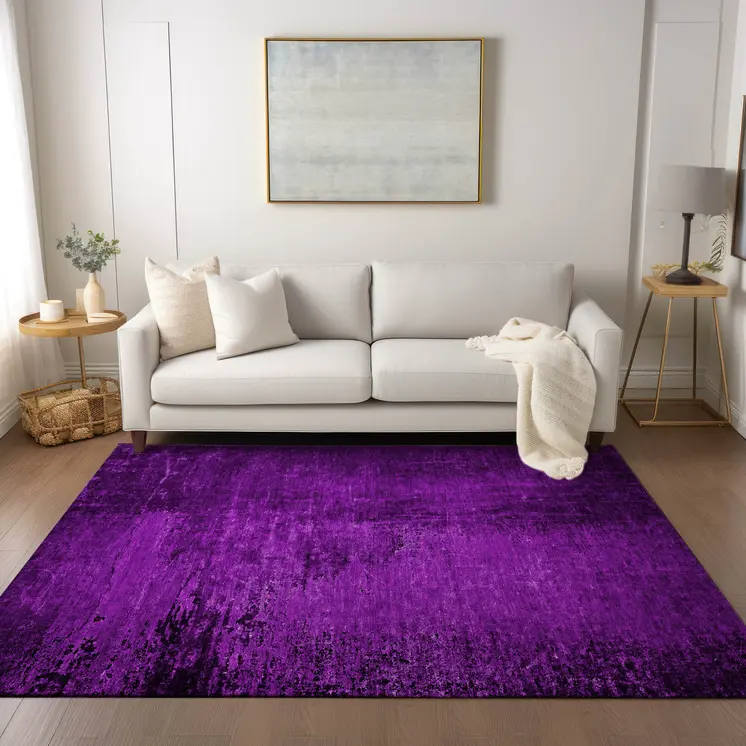 8' X 10' Purple Abstract Washable Non Skid Indoor Outdoor Area Rug