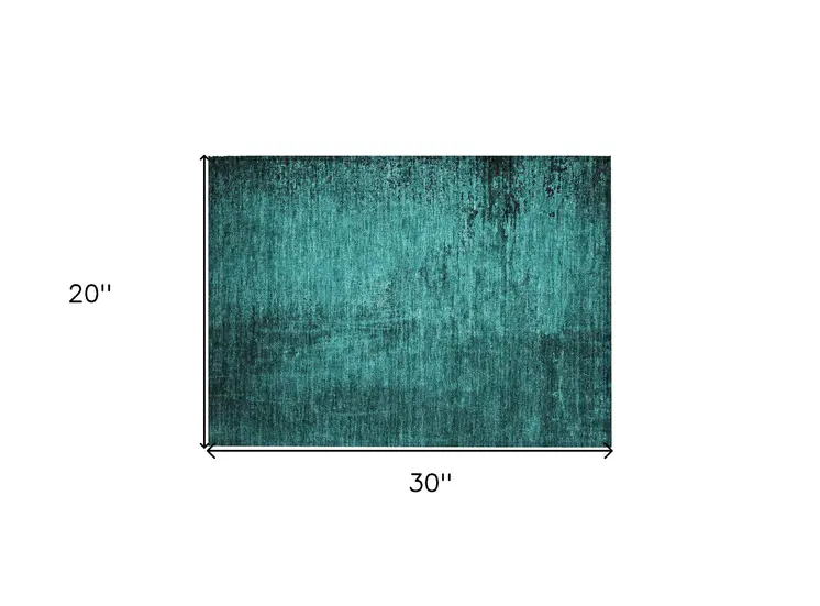 2' X 3' Teal Abstract Washable Non Skid Indoor Outdoor Area Rug
