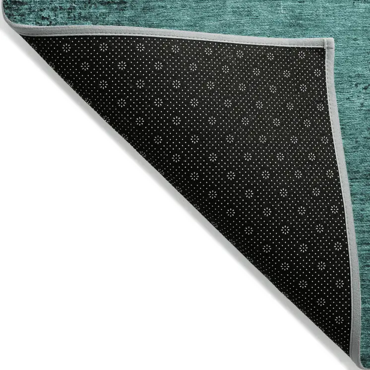 9' X 12' Teal Abstract Washable Non Skid Indoor Outdoor Area Rug