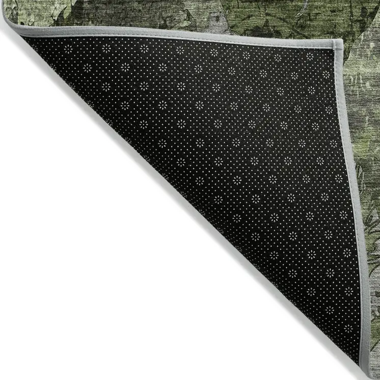 8' X 10' Green and Gray Abstract Washable Indoor Outdoor Area Rug