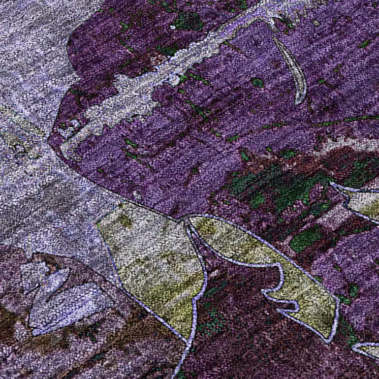2' X 8' Purple and Green Abstract Washable Indoor Outdoor Runner Rug