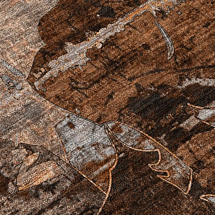 2' X 8' Brown Terracotta and Gray Abstract Washable Indoor Outdoor Runner Rug
