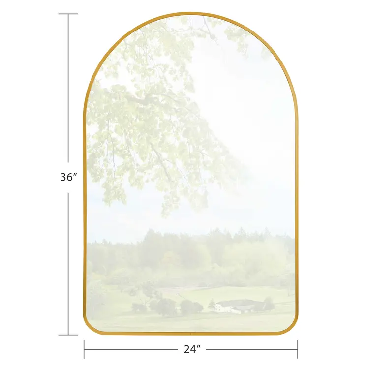 39" Gold Arch Metal Framed Bathroom Vanity Mirror