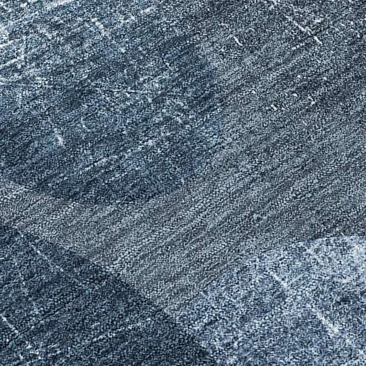 8' Gray And Blue Abstract Washable Indoor Outdoor Runner Rug