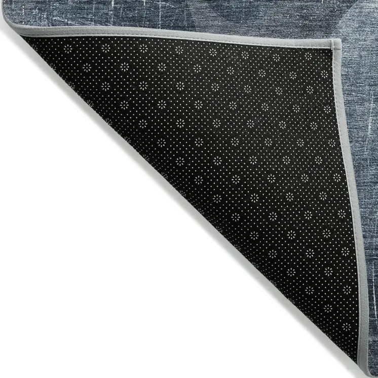 9' X 12' Gray And Blue Abstract Washable Indoor Outdoor Area Rug