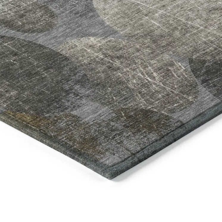 8' X 10' Brown Beige and Ivory Abstract Washable Non Skid Indoor Outdoor Area Rug