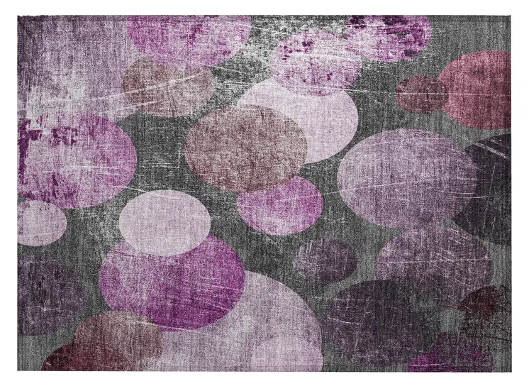 2' X 3' Gray and Purple Abstract Washable Non Skid Indoor Outdoor Area Rug