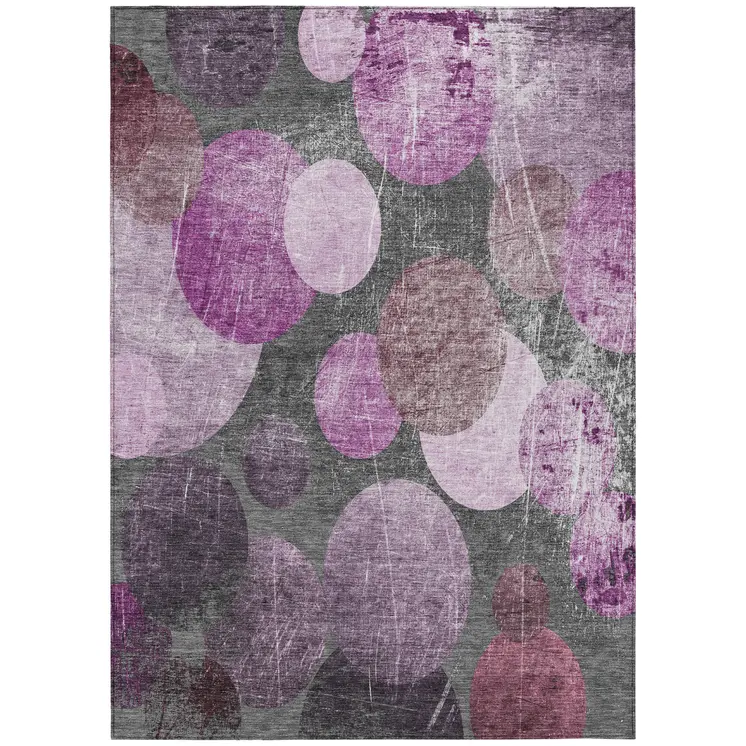 3' X 5' Gray and Purple Abstract Washable Non Skid Indoor Outdoor Area Rug