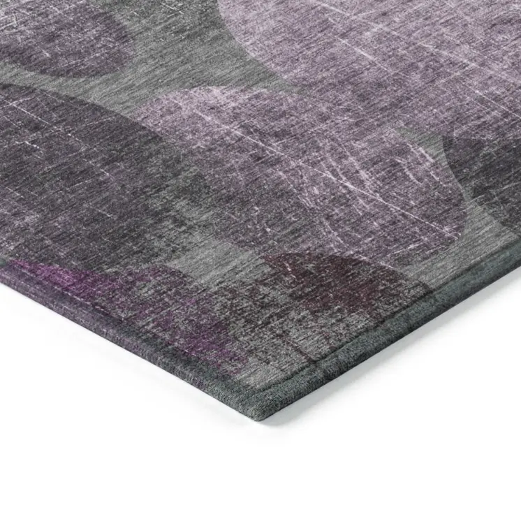3' X 5' Gray and Purple Abstract Washable Non Skid Indoor Outdoor Area Rug