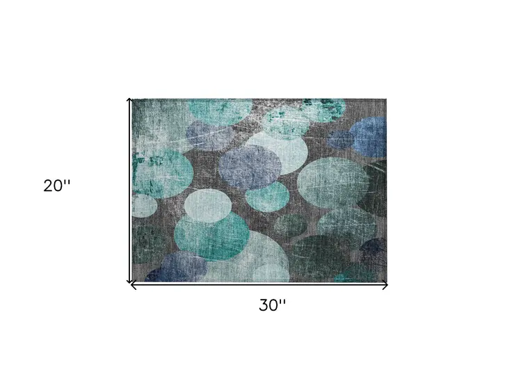 2' X 3' Gray Blue and Purple Abstract Washable Non Skid Indoor Outdoor Area Rug