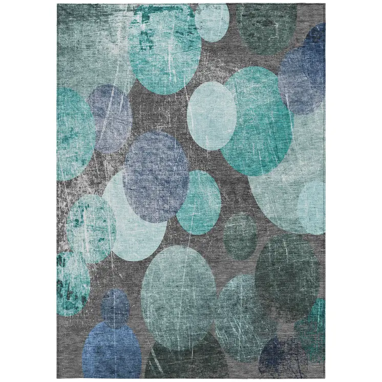 9' X 12' Gray Blue and Purple Abstract Washable Non Skid Indoor Outdoor Area Rug