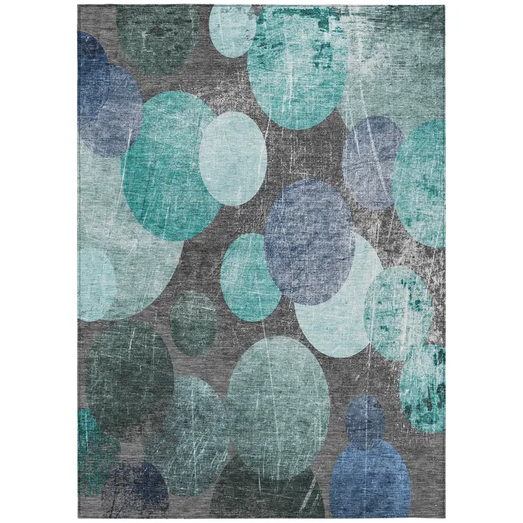 10' X 14' Gray Blue and Purple Abstract Washable Non Skid Indoor Outdoor Area Rug