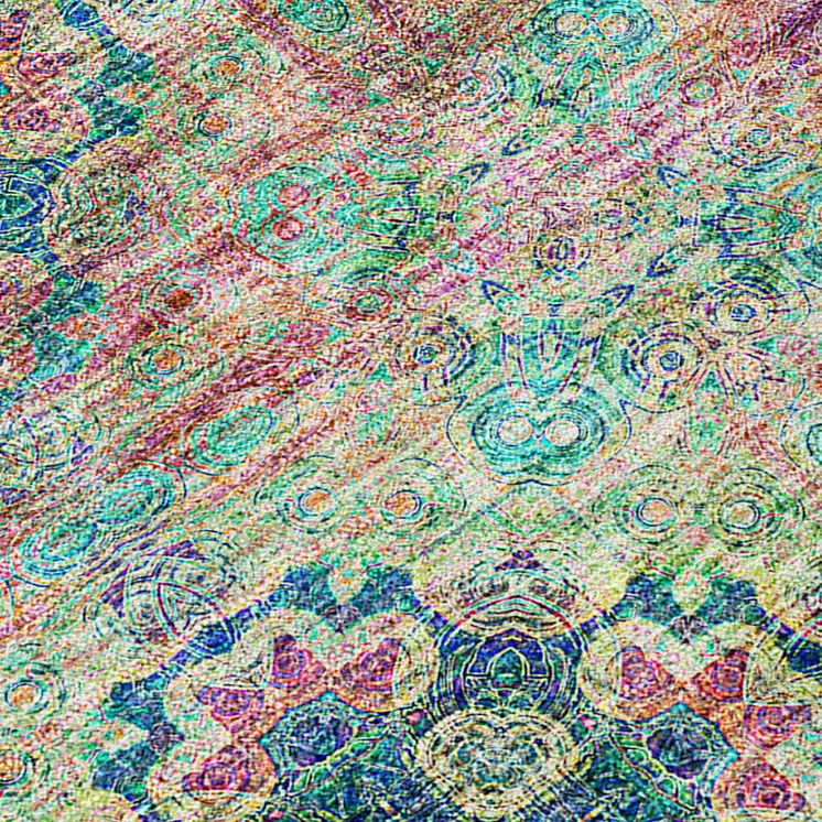 3' X 5' Blue and Green Floral Medallion Washable Non Skid Indoor Outdoor Area Rug