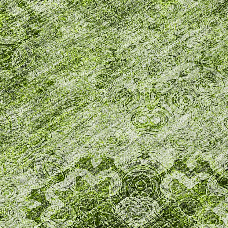 2' X 8' Olive Green Floral Medallion Washable Non Skid Indoor Outdoor Runner Rug