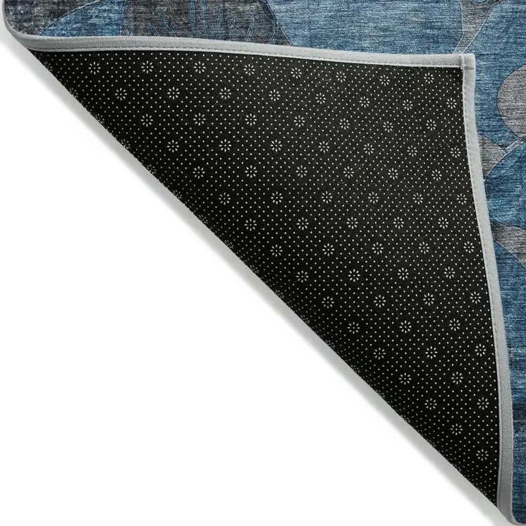 2' X 3' Blue and Gray Abstract Washable Indoor Outdoor Area Rug