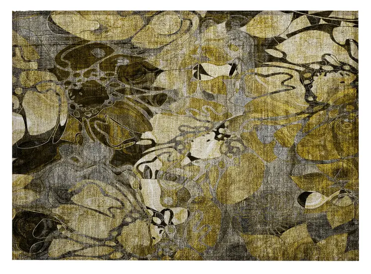 2' X 3' Green and Brown Abstract Washable Indoor Outdoor Area Rug