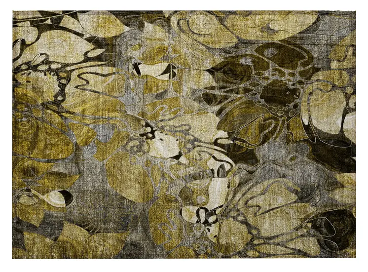 2' X 3' Green and Brown Abstract Washable Indoor Outdoor Area Rug