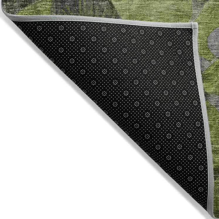 8' X 10' Fern Green and Gray Abstract Washable Indoor Outdoor Area Rug