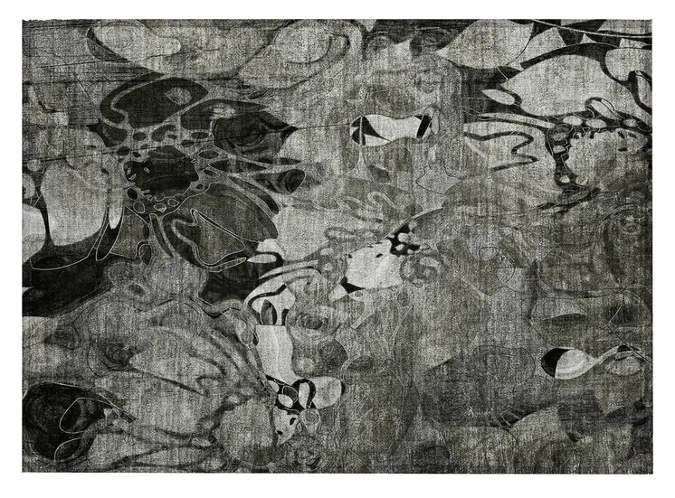 2' X 3' Gray Abstract Washable Indoor Outdoor Area Rug