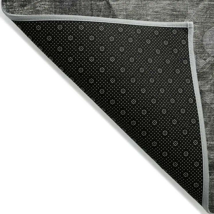 2' X 3' Gray Abstract Washable Indoor Outdoor Area Rug