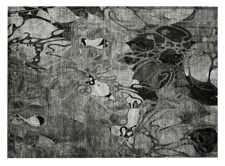 2' X 3' Gray Abstract Washable Indoor Outdoor Area Rug