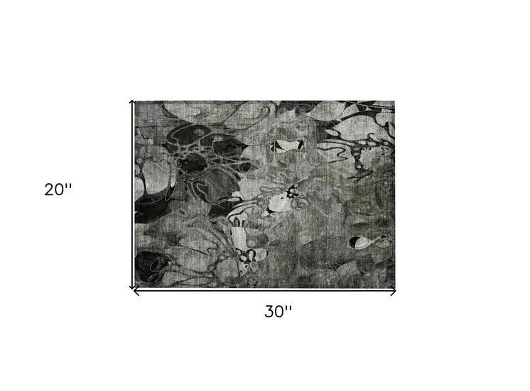 2' X 3' Gray Abstract Washable Indoor Outdoor Area Rug