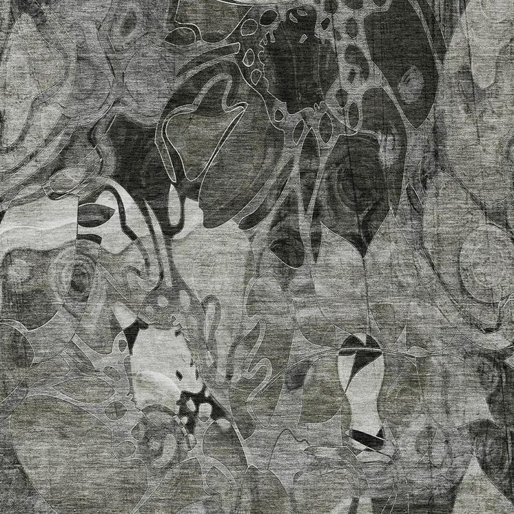 10' X 14' Gray Abstract Washable Indoor Outdoor Area Rug