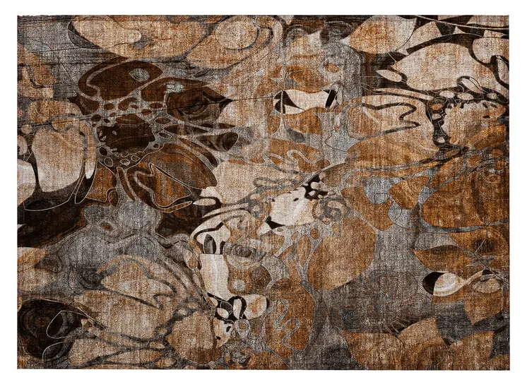 2' X 3' Chocolate Terracotta and Ivory Abstract Washable Indoor Outdoor Area Rug
