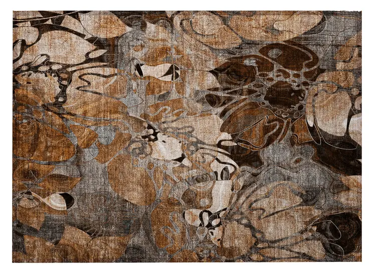 2' X 3' Chocolate Terracotta and Ivory Abstract Washable Indoor Outdoor Area Rug