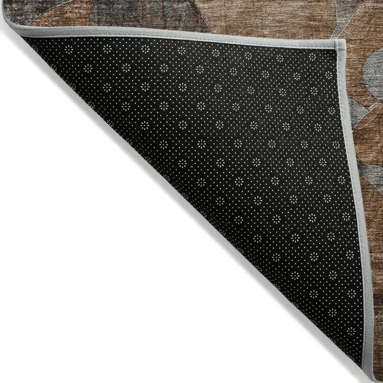 8' X 10' Chocolate Terracotta and Ivory Abstract Washable Indoor Outdoor Area Rug