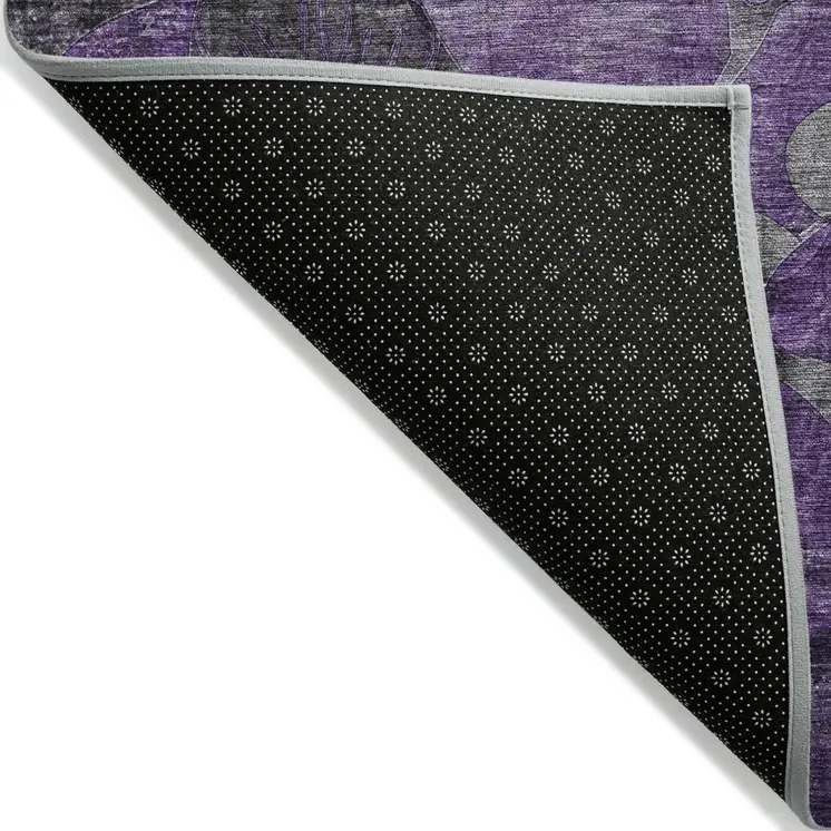 2' X 8' Purple Abstract Washable Indoor Outdoor Runner Rug