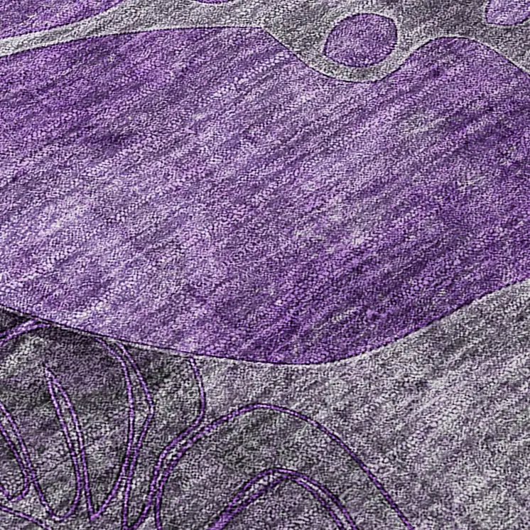 2' X 8' Purple Abstract Washable Indoor Outdoor Runner Rug